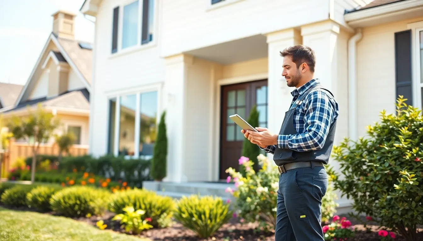 handyman inspecting a modern home for maintenance.